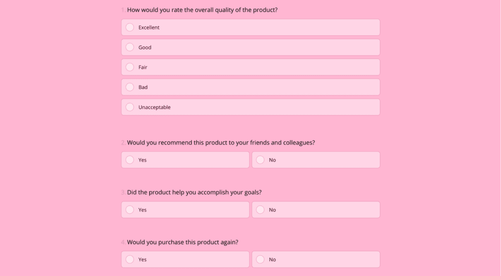 Product Survey Example