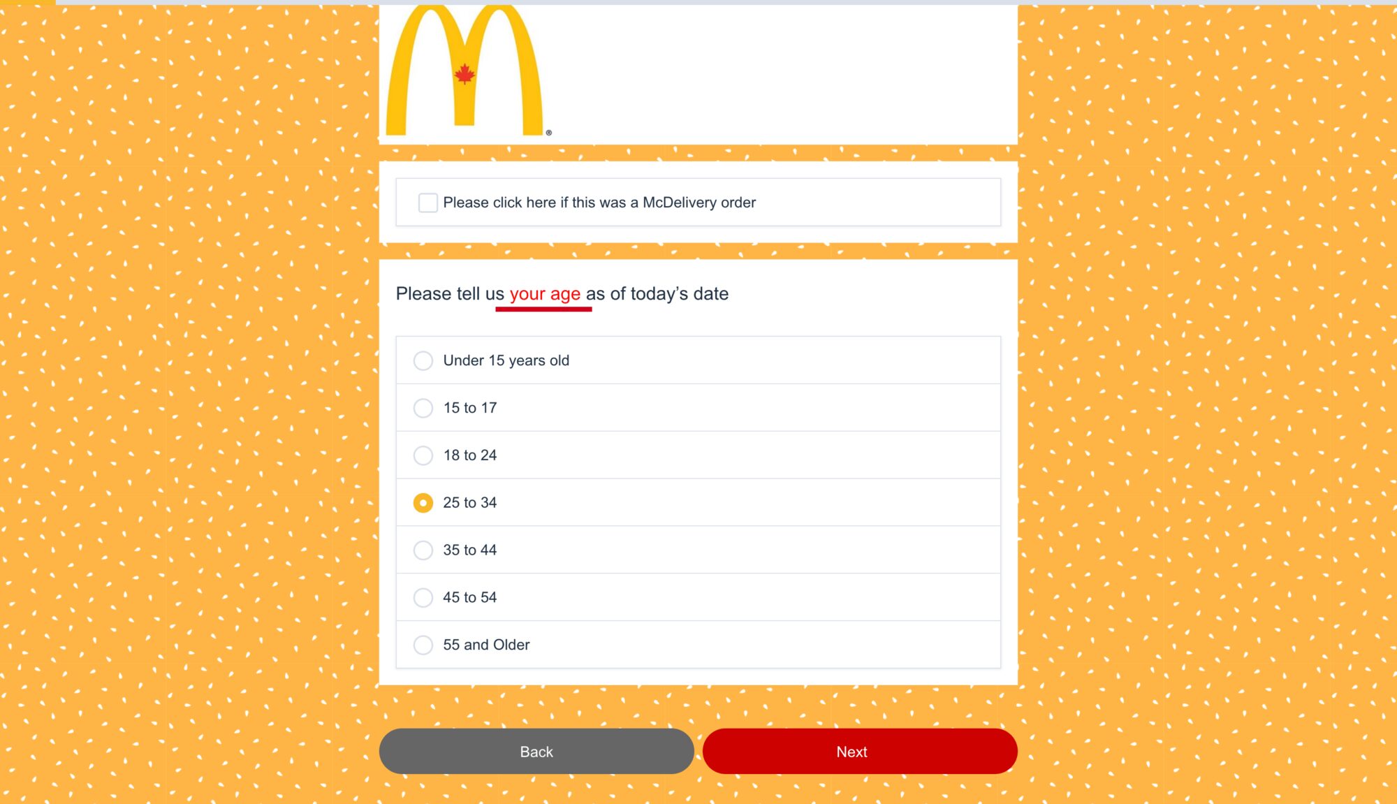 example of demographic questions in online survey mcdonalds