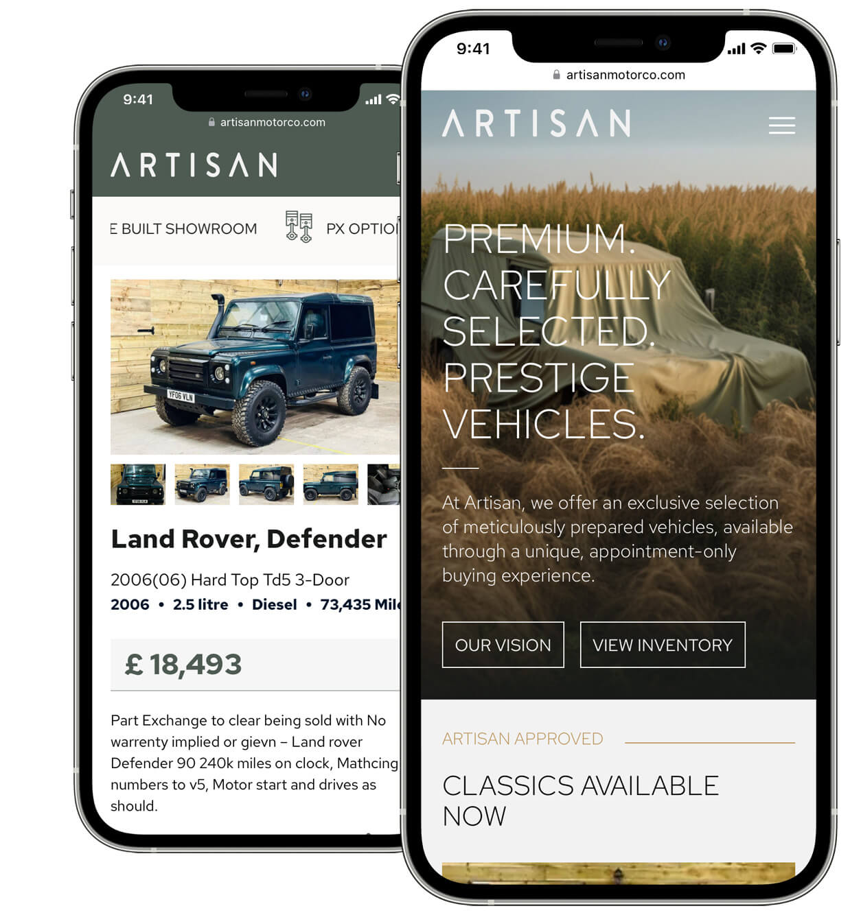 Artisan Car Dealer Mobile Website Design