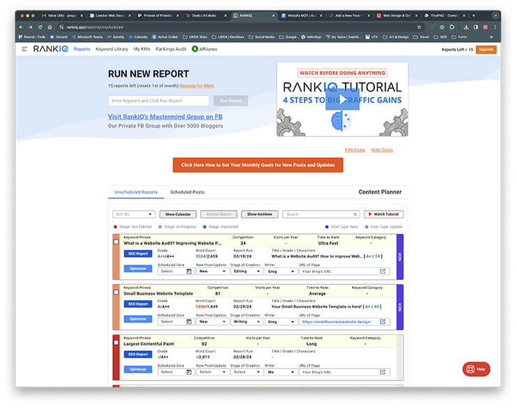 Use RankIQ to optimise old posts